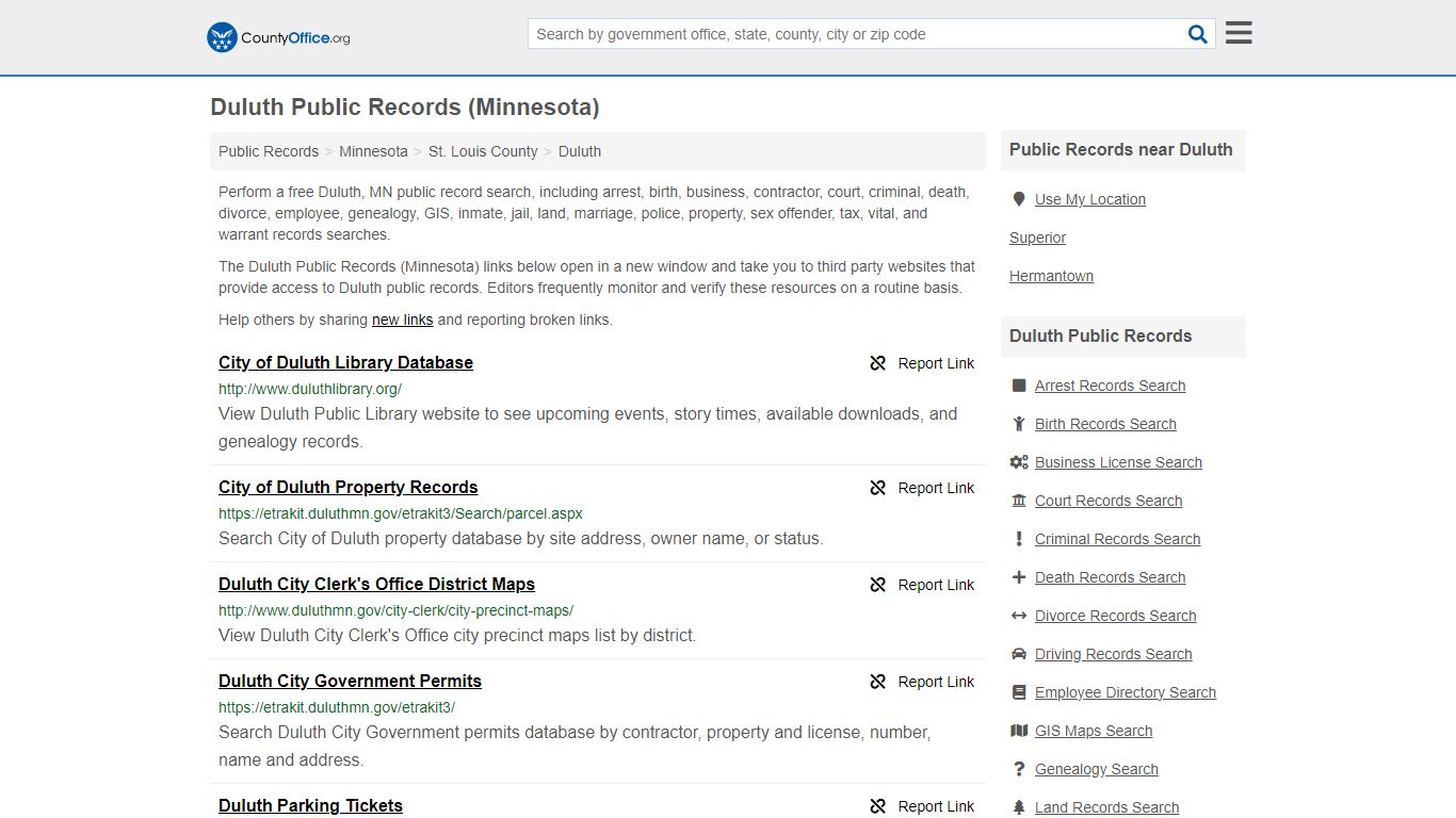 Duluth Public Records (Minnesota) - County Office